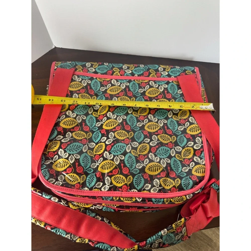 Vera Bradley Laminated Messenger Bag Snail Leaf Print‎ Crossbody Laptop Bag